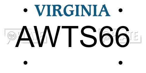 AWTS66 Virginia License Plate