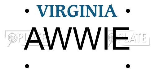 AWWIE Virginia License Plate