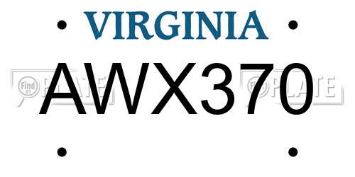 AWX370 Virginia License Plate