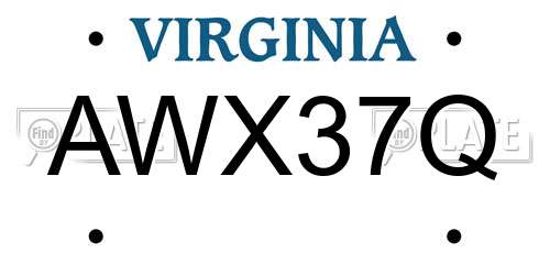AWX37Q Virginia License Plate