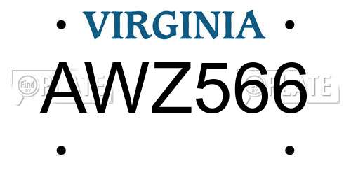 AWZ566 Virginia License Plate