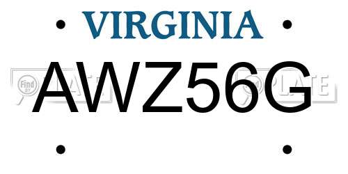 AWZ56G Virginia License Plate