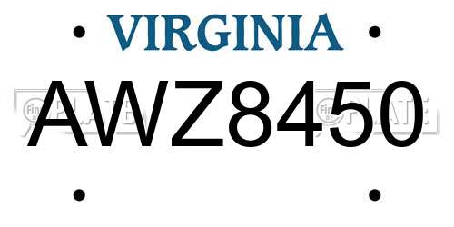 AWZ8450 Virginia License Plate