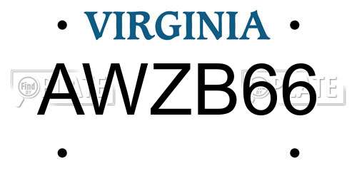 AWZB66 Virginia License Plate