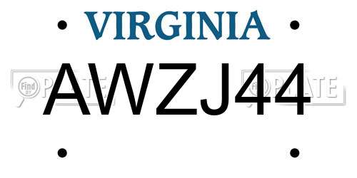 AWZJ44 Virginia License Plate