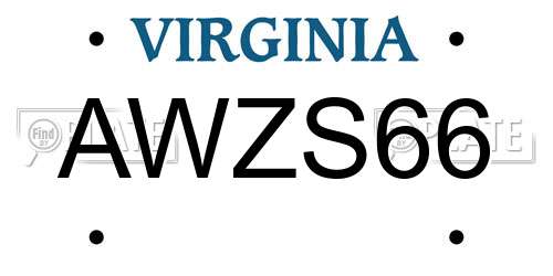 AWZS66 Virginia License Plate