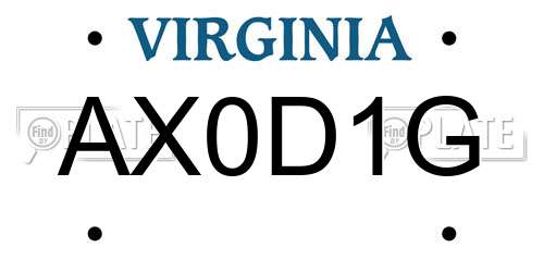 AX0D1G Virginia License Plate