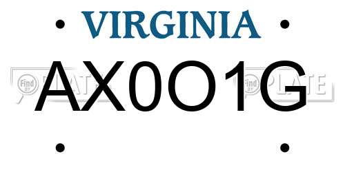 AX0O1G Virginia License Plate
