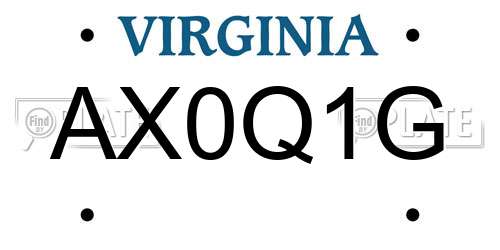 AX0Q1G Virginia License Plate