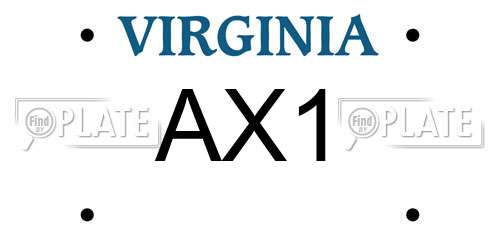 AX1 Virginia License Plate