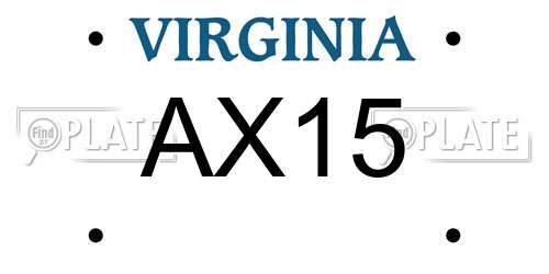 AX15 Virginia License Plate