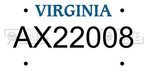 AX22008 Virginia License Plate