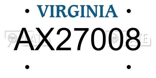 AX27008 Virginia License Plate
