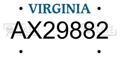 AX29882 Virginia License Plate