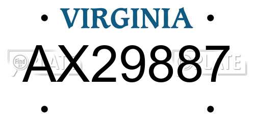 AX29887 Virginia License Plate