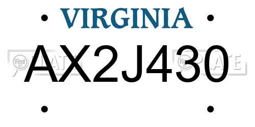 AX2J430 Virginia License Plate