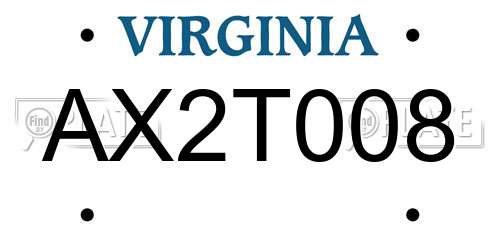 AX2T008 Virginia License Plate