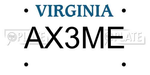AX3ME Virginia License Plate