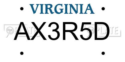 AX3R5D Virginia License Plate