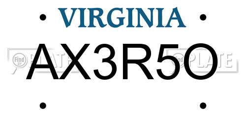 AX3R5O Virginia License Plate