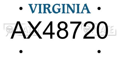 AX48720 Virginia License Plate