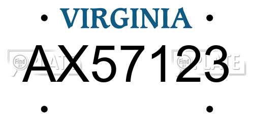AX57123 Virginia License Plate
