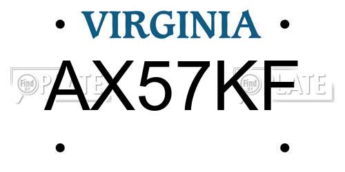 AX57KF Virginia License Plate