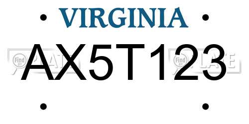 AX5T123 Virginia License Plate