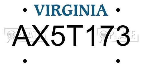 AX5T173 Virginia License Plate
