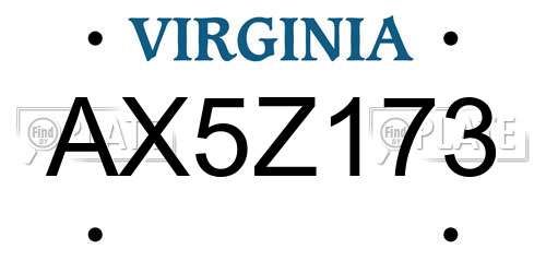 AX5Z173 Virginia License Plate