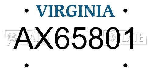 AX65801 Virginia License Plate