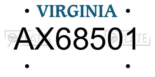 AX68501 Virginia License Plate