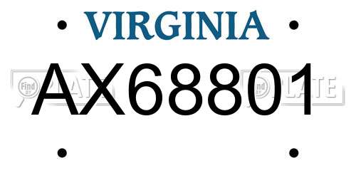 AX68801 Virginia License Plate