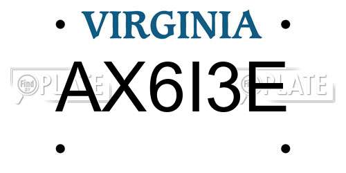 AX6I3E Virginia License Plate