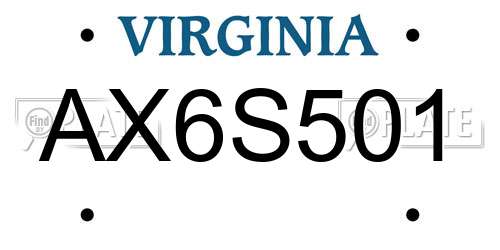 AX6S501 Virginia License Plate