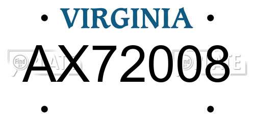 AX72008 Virginia License Plate