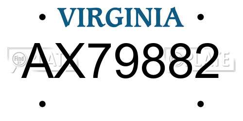 AX79882 Virginia License Plate