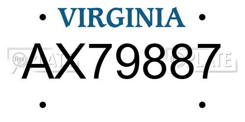 AX79887 Virginia License Plate