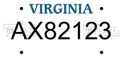 AX82123 Virginia License Plate