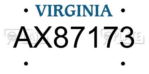AX87173 Virginia License Plate