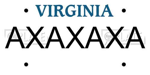 AXAXAXA Virginia License Plate