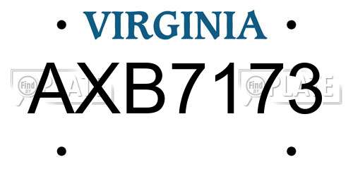 AXB7173 Virginia License Plate