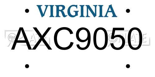 AXC9050 Virginia License Plate