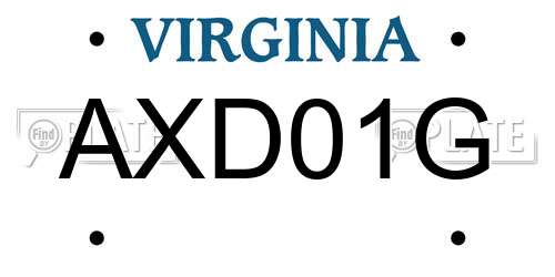 AXD01G Virginia License Plate