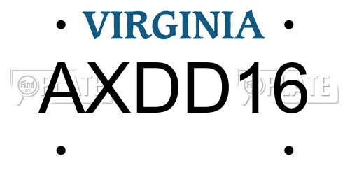 AXDD16 Virginia License Plate