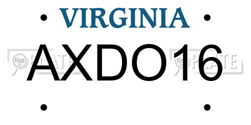 AXDO16 Virginia License Plate
