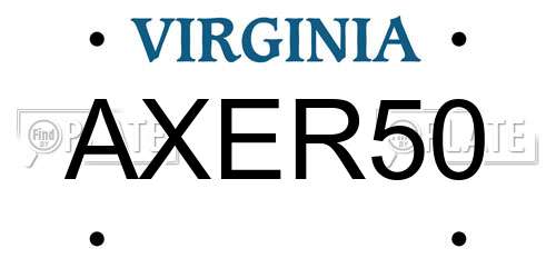 AXER50 Virginia License Plate