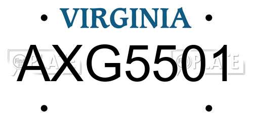 AXG5501 Virginia License Plate