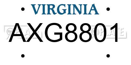AXG8801 Virginia License Plate