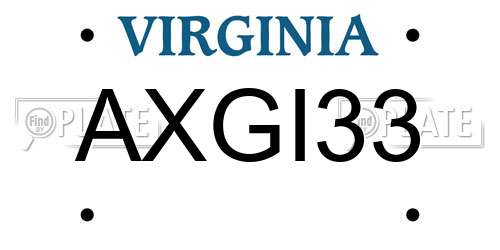 AXGI33 Virginia License Plate